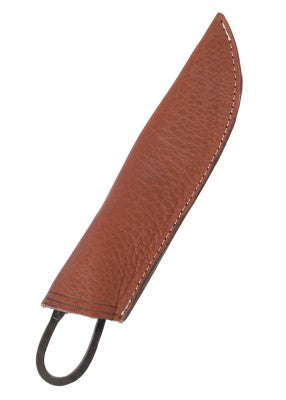 Käsintaottu käyttöveitsi nahkatupella, n. 23 cm