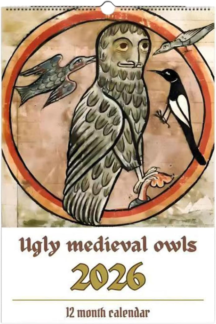 Rujon hurmaavat – keskiaikaiset pöllöt 2026 – seinäkalenteri