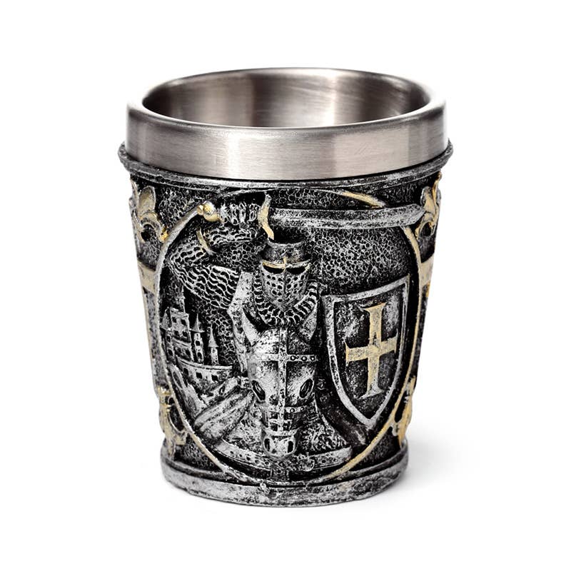 Keskiaikainen Ritari ja Kilpi -koristeellinen shottilasi