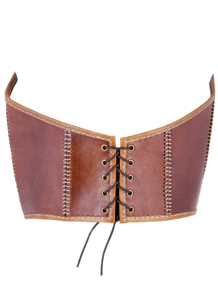 Nyöritettävä nahkainen vyötärökorsetti